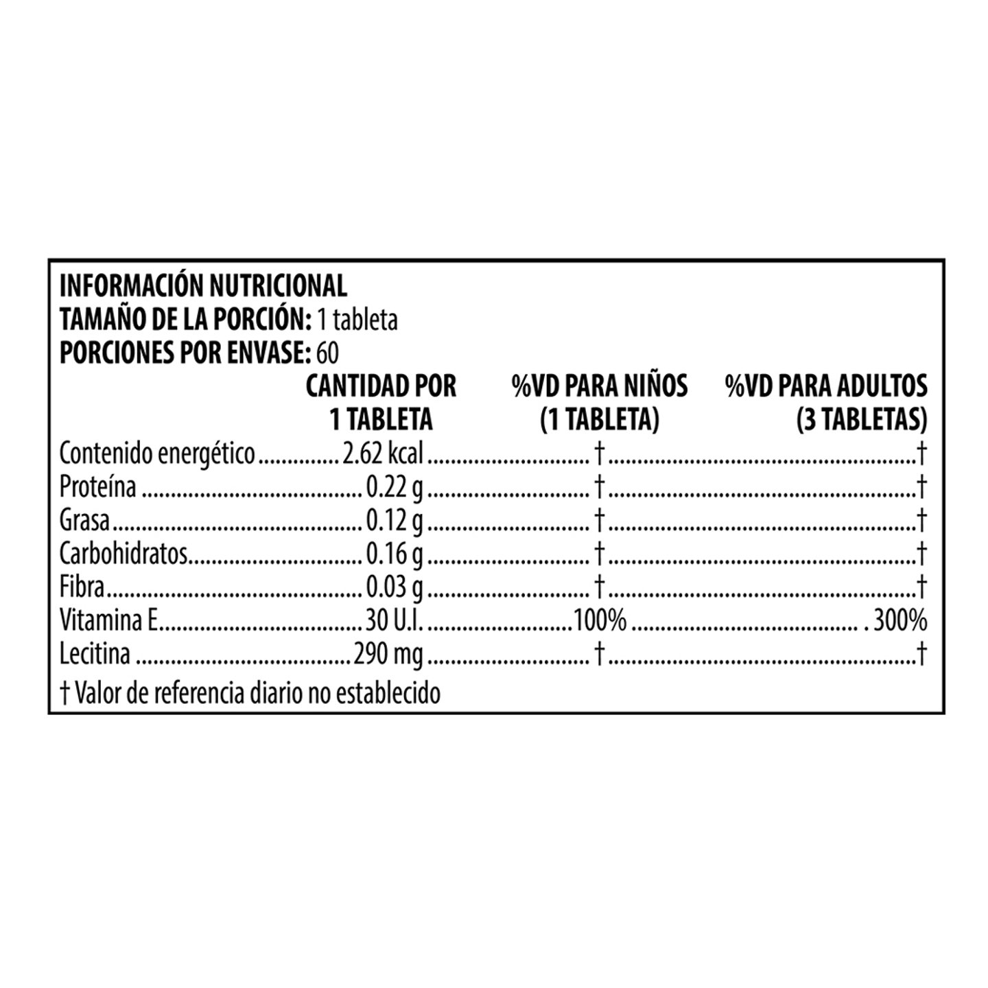 TAbla Nutricional Lecitina E