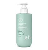 El gel de baño exfoliante diario con agua de complejo de bambú, ceramida derivada del aceite de oliva, acerola verde y exfoliantes naturales.